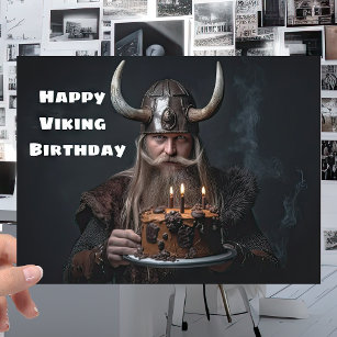 Fun Scandinavian Viking Warrior - Nordic Birthday Card