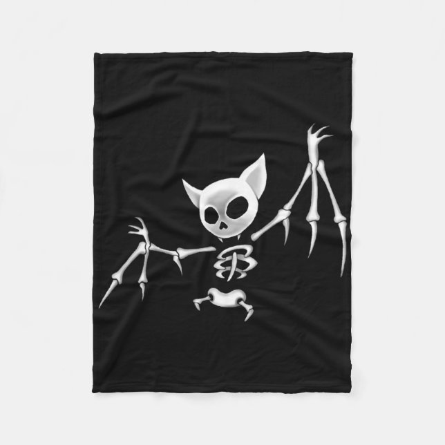 Fun Scary Dark Flying Skeleton T Halloween Clothin Fleece Blanket (Front)