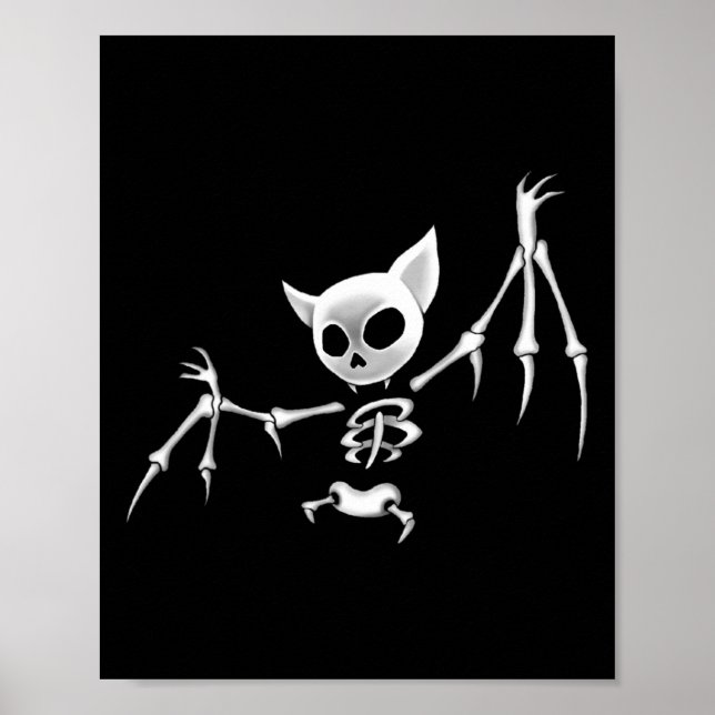 Fun Scary Dark Flying Skeleton T Halloween Clothin Poster (Front)