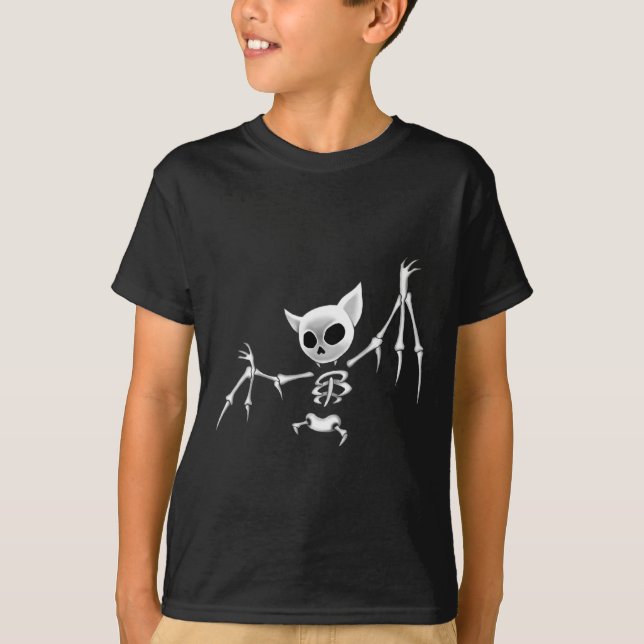 Fun Scary Dark Flying Skeleton T Halloween Clothin T-Shirt (Front)