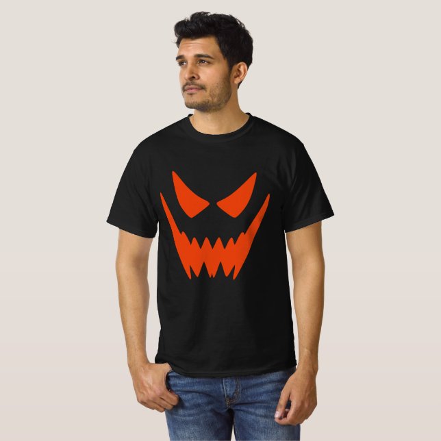 Fun Scary Spooky Pumpkin Jack O Lantern Face  T-Shirt (Front Full)