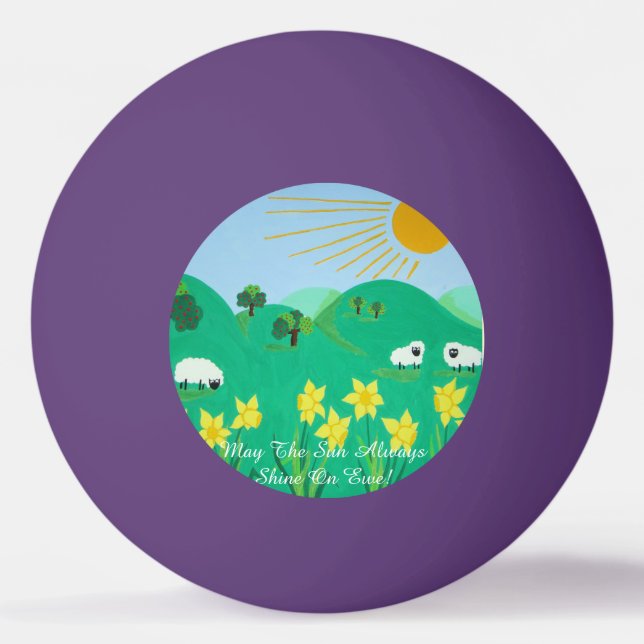 fun scenic illustration of cute sheep ping pong ball (Front)