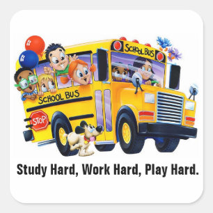 Fun School Bus Driver Party T Shirts Personalised Square Sticker