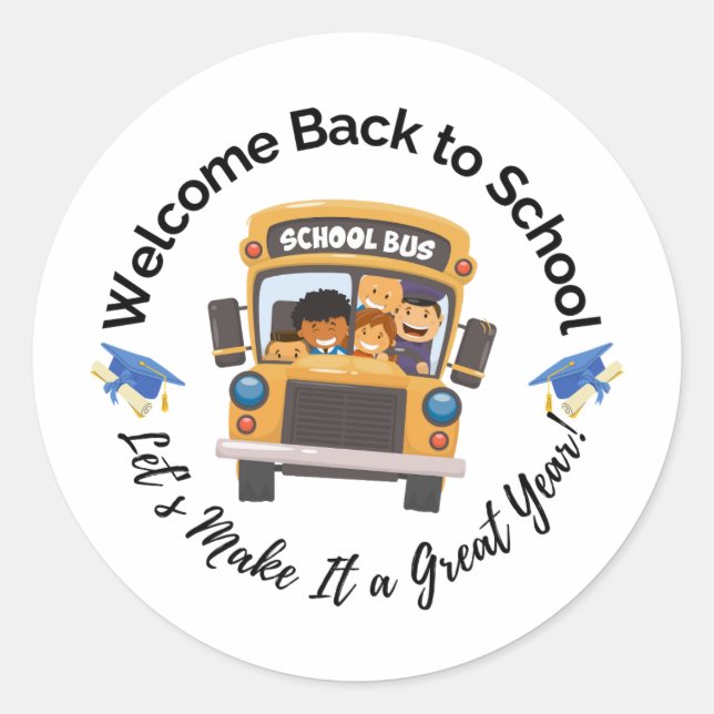 Fun School Bus Sticker for Kids (Front)