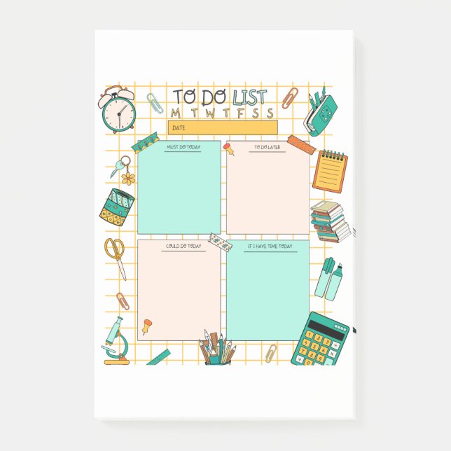 Fun School Child Green Orange To Do List Post-it Notes (Front)
