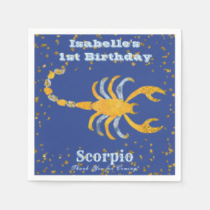 Fun Scorpio First Birthday & Gold Confetti Napkin