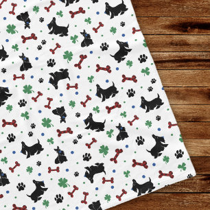 Fun Scottie Shamrocks Lucky Colourful Cute Fleece Blanket