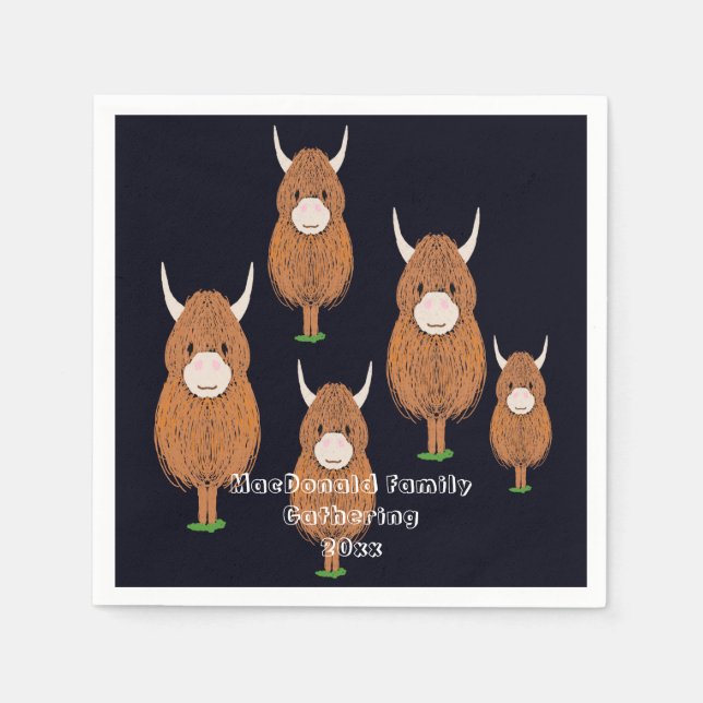Fun Scottish Highland Cow Party Napkin (Front)