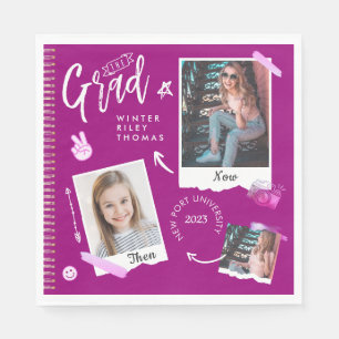 Fun Scrapbook Photo Album Notebook Then & Now Grad Napkin