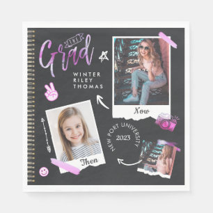 Fun Scrapbook Photo Album Notebook Then & Now Grad Napkin