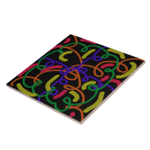 Fun Scribbles Art Doodles Colourful Kitchen Tile
