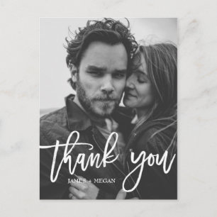Fun Script Calligraphy Photo Wedding Thank You I Postcard