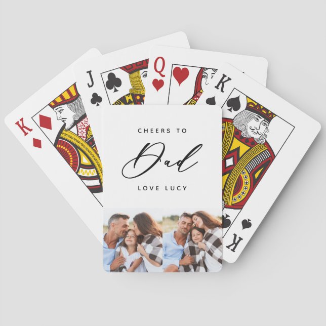 fun script dad multi photo  playing cards (Back)