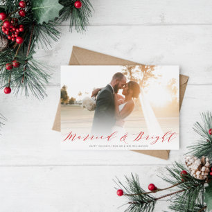 fun script festive holiday wedding announcement