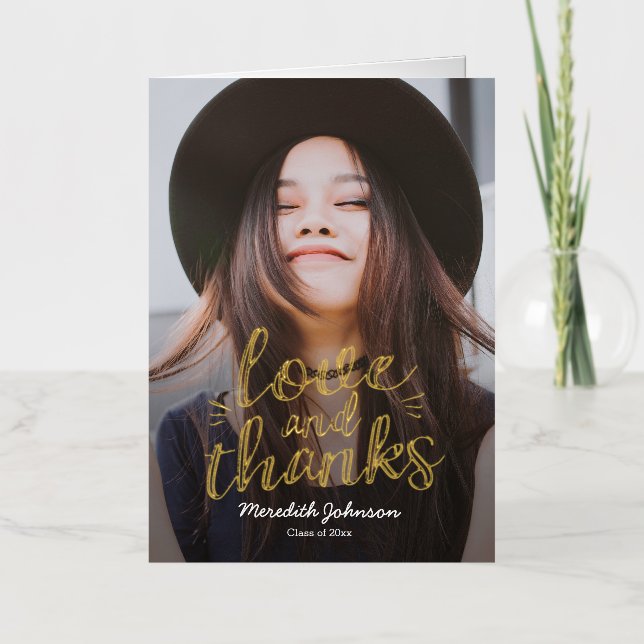 Fun Script FOIL Graduation Thank You Card (Front)