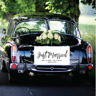 Fun Script Just Married Car Banner