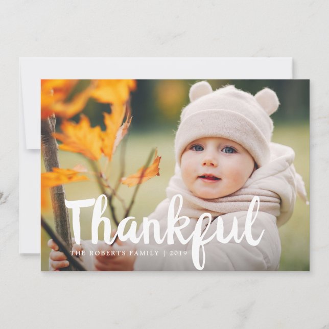 Fun script thanksgiving photo card (Front)
