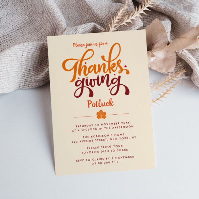 Fun script thanksgiving potluck invitation (Creator Uploaded)