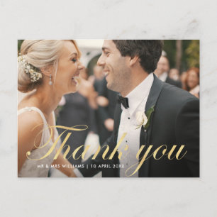 fun script wedding thank you photo card