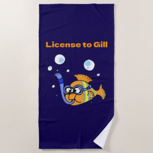 Fun Scuba Diving Fish Pun Design Beach Towel