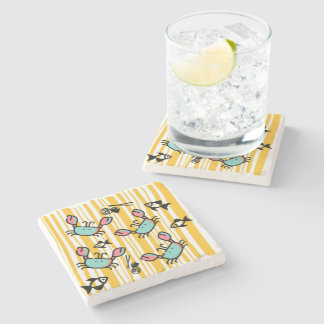 Fun Seafood Crab Fish  Stone Coaster