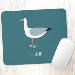 Fun Seagull Personalized Mouse Mat<br><div class="desc">A cheeky seagull standing by the ocean. Perfect for those who love birds and the coast.
Remove or change the name to customize.</div>