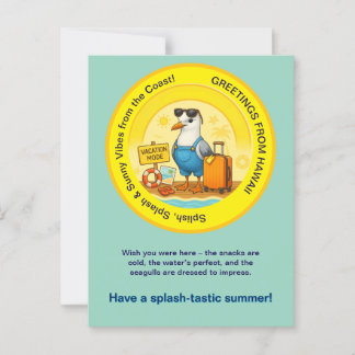 fun seagull spashtastic sunny destination greeting postcard