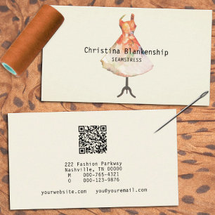 Fun Seamstress Mannequin Torso QR Code Custom  Business Card