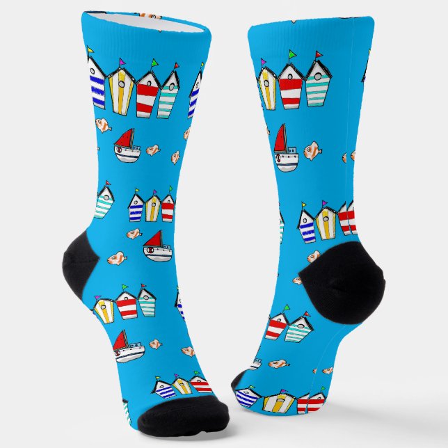 fun seaside huts & boat socks (Angled)