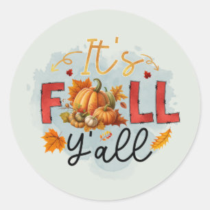 fun Seasonal Fall Y'all vendors pumpkin  Classic Round Sticker