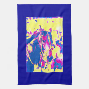 Fun Seattle Slew Thoroughbred Racehorse Watercolor Tea Towel