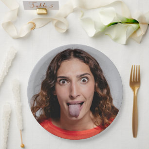 FUN Selfie Photo Upload   Your Face Fun Party Paper Plate