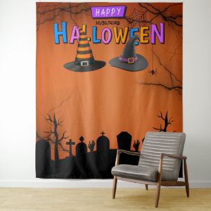 Fun Selfie Station Halloween Party Backdrop Tapestry