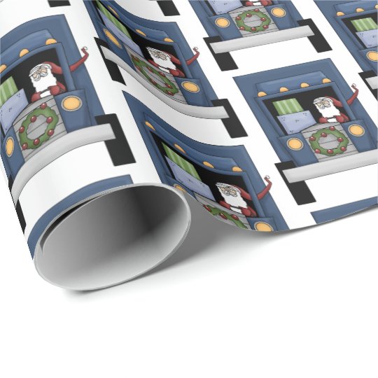 Fun Semi truck driving Santa party tiled wrap Wrapping Paper