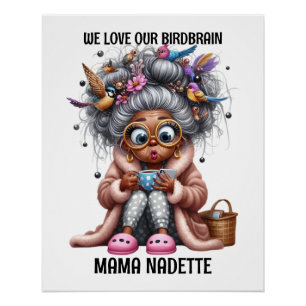 Fun Senior With Birds Poster