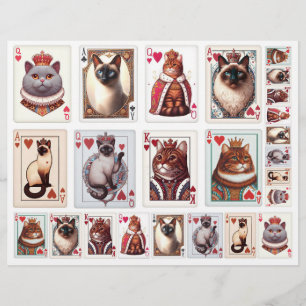 Fun Set of Cat Playing Card Illustrations
