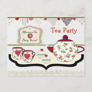 Fun Shabby Chic Tea Party Theme Invitation