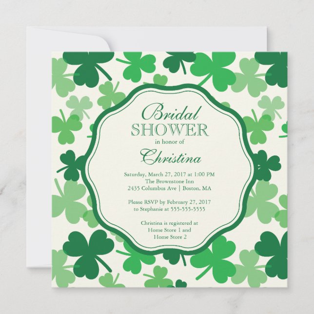 Fun Shamrock Irish Bridal Shower Invitation (Front)