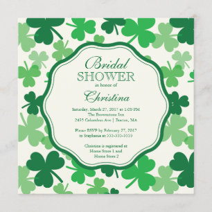 Fun Shamrock Irish Bridal Shower Invitation