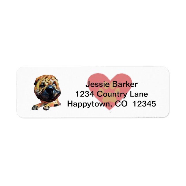 Fun Shar Pei Dog Return Address Label (Front)