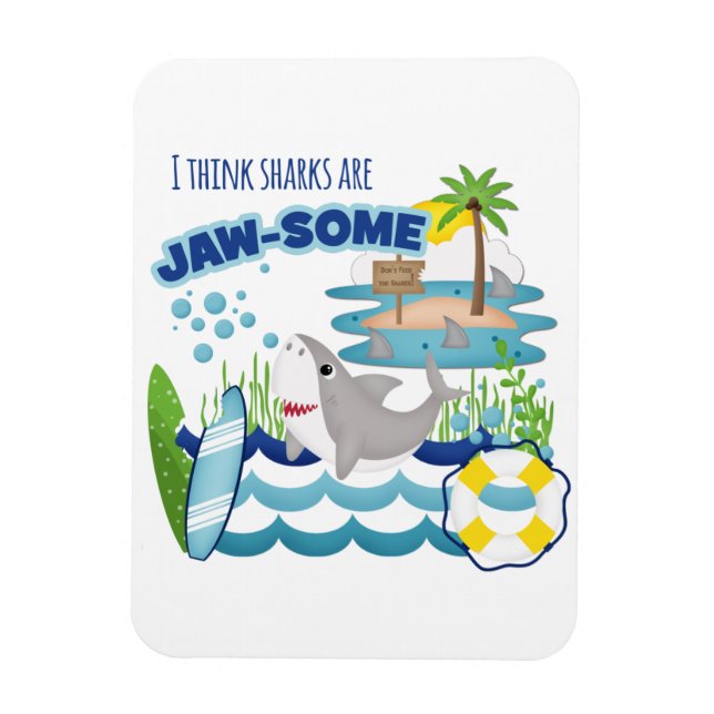 Fun Shark Island Surfer Magnet (Vertical)