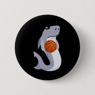 Fun Shark Wearing Sunglasses Playing Basketball  6 Cm Round Badge