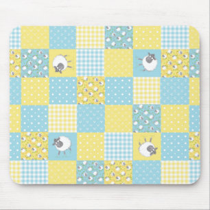 Fun Sheep: Country-Style, Faux Patchwork Mousepad