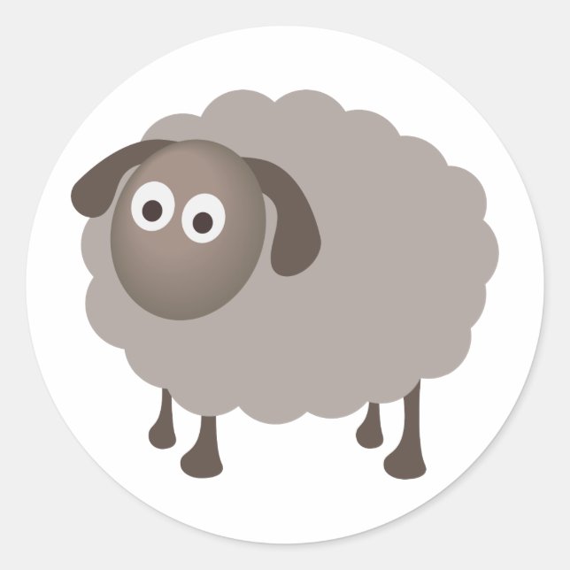 Fun Sheep Design Classic Round Sticker (Front)