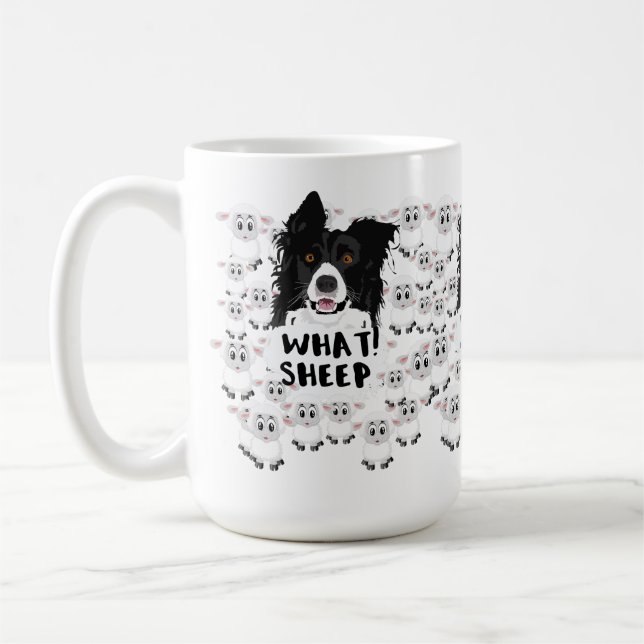 Fun Sheep Herding Dog & Sheep Coffee Mug (Left)