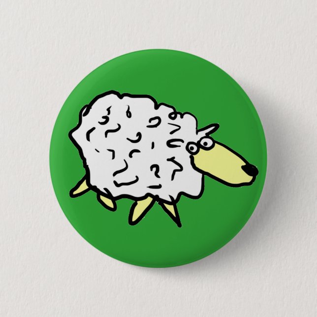 Fun Sheep in a Cartoon Style 6 Cm Round Badge (Front)