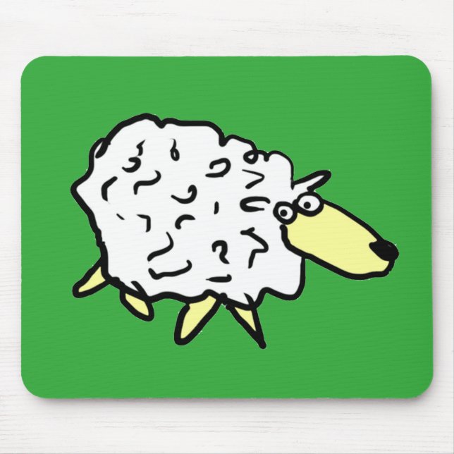 Fun Sheep in a Cartoon Style Mouse Mat (Front)