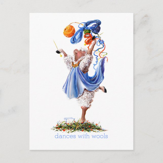 Fun Sheep Incognito Art "Dances With Wools" Postcard (Front)