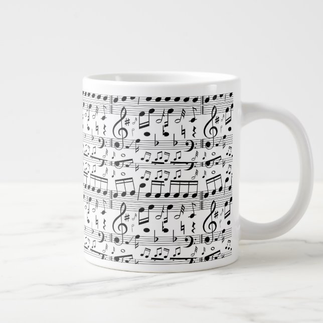 Fun Sheet Music Notes Musician art Large Coffee Mug (Right)