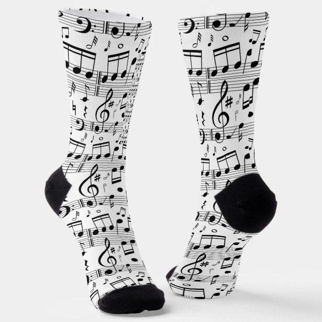 Fun Sheet Music Notes Musician art Socks (Angled)